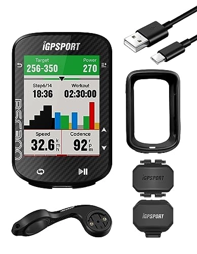 Ordenadores de ciclismo : Conjunto iGPSPORT BSC300 Computadora de Bicicleta Ciclocomputador GPS de 2, 4’’ Pantalla LCD en Color de Alto 20h Batería Admite BLE5.0 / Ant+, IPX7