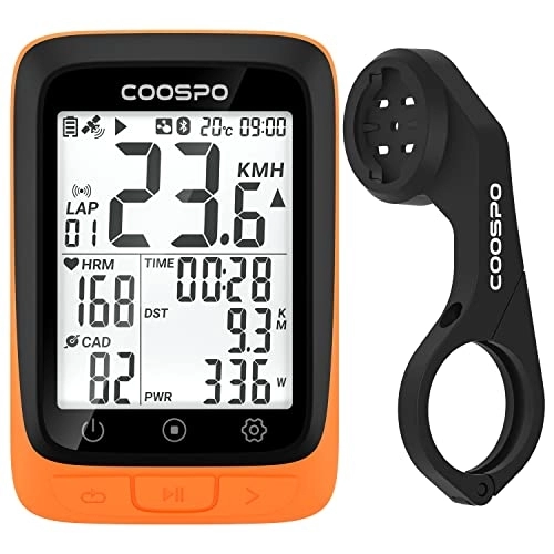 Ordenadores de ciclismo : COOSPO BC107 Ciclocomputador GPS Bluetooth 5.0 Ant+, Ciclismo Ordenador Inalámbrico Pantalla LCD de 2.4 Pulgadas Bicicleta Velocímetro Odómetro IP67 Impermeable Bicicleta de Carretera MTB Bicicleta