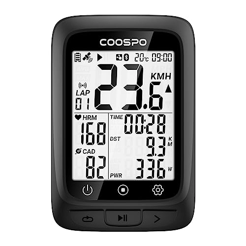 Ordenadores de ciclismo : COOSPO BC107 GPS Computadora de Bicicleta Ant+ / BLE5.0, Ciclocomputador Bici Inalambrico IP67 Impermeable de 2, 4" Retroiluminada Autonomía Pantalla