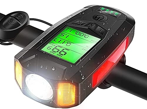 Ordenadores de ciclismo : DOSNTO Juego de luces de bicicleta multifuncional, recargable luces de bicicleta con velocímetro de computadora de bicicleta-01