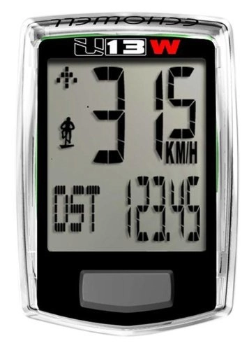 Ordenadores de ciclismo : Echowell Echo U13W-13 Function Wireless Cycle Computer with Temperature (Black) by