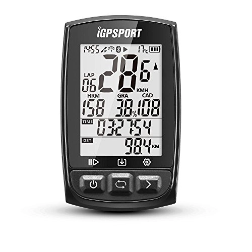 Ordenadores de ciclismo : Función de ordenador de bicicleta con Ant + GPS iGPSPORT igs50e ciclo ordenador con pantalla grande apoyo ritmo cardíaco monitor sensor de velocidad y cadencia conexión – Negro