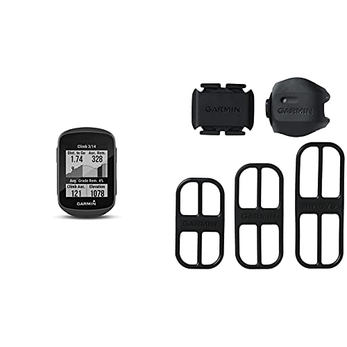 Ordenadores de ciclismo : Garmin Edge 130 Plus Ciclocomputador, Color Negro, Talla única + Garmin Sensor de Velocidad 2 y Sensor de cadencia 2, la cadencia y la Distancia Mediante Ant+ o Bluetooth LE
