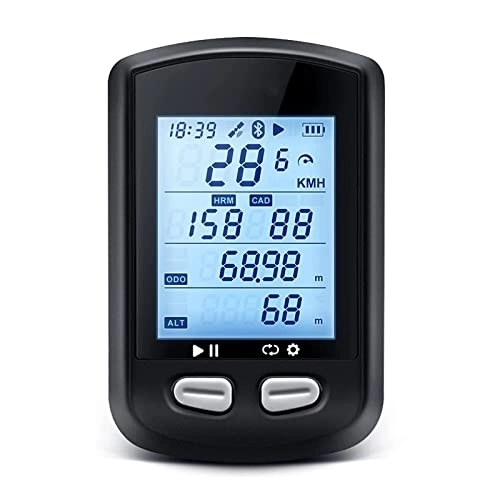 Ordenadores de ciclismo : HKMA Ordenador inalámbrico para Bicicleta, cuentakilómetros GPS para Bicicleta y velocímetro con Bluetooth, Recargable, Resistente al Agua, se Adapta a Todas Las Bicicletas