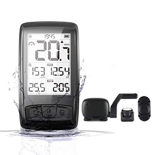 Ordenadores de ciclismo : HYDDG - Odómetro de bicicleta (2, 5", inalámbrico, Bluetooth, sensor de velocidad / cadencia, resistente al agua, carga USB, equipo de ciclismo de carretera