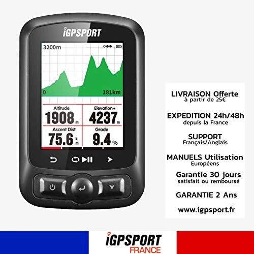 Ordenadores de ciclismo : IGPSPORT France iGS618 - Medidor de Bicicleta GPS de Alta tecnologa