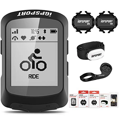 Ordenadores de ciclismo : iGPSPORT iGS520 - Ordenador de bicicleta ANT+ inalámbrico multi-idioma Ciclismo Ordenador GPS para bicicleta con monitor de ritmo cardíaco, sensor de velocidad de cadencia (combo 4)