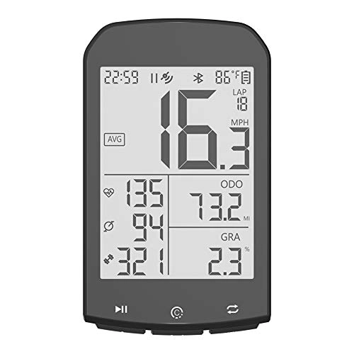 Ordenadores de ciclismo : JINGJIE Bicicleta GPS Cronmetros, Resistente Al Agua Multifuncin Luminoso Monitor De Ritmo Cardaco del Velocmetro Sin Hilos del Ordenador De La Bicicleta Velocmetro del Ordenador