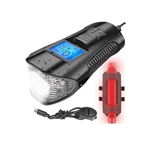 Ordenadores de ciclismo : Lámpara delantera y trasera de bicicleta LED USB con contador con transmisor velocímetro