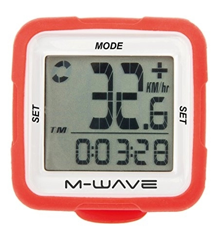 Ordenadores de ciclismo : M-Wave XIV Silicon Velocímetro sin Cable, Unisex Adulto, Rojo, Talla Única