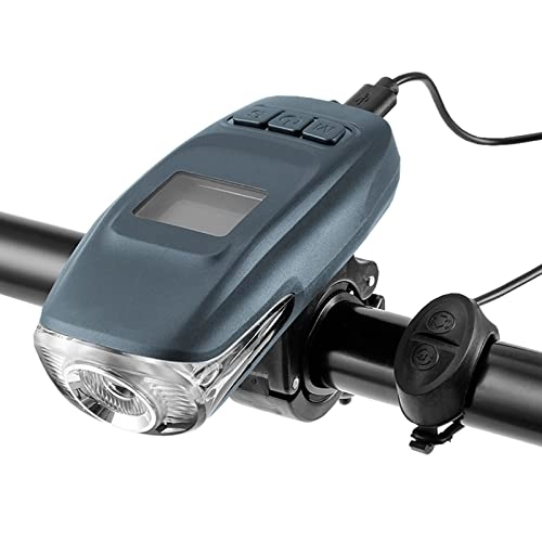 Ordenadores de ciclismo : Medidor de computadora de Bicicleta multifunción, luz del medidor de código de Carga USB con bocina, Accesorios de conducción de luz para automóviles, Carga USB, Gris
