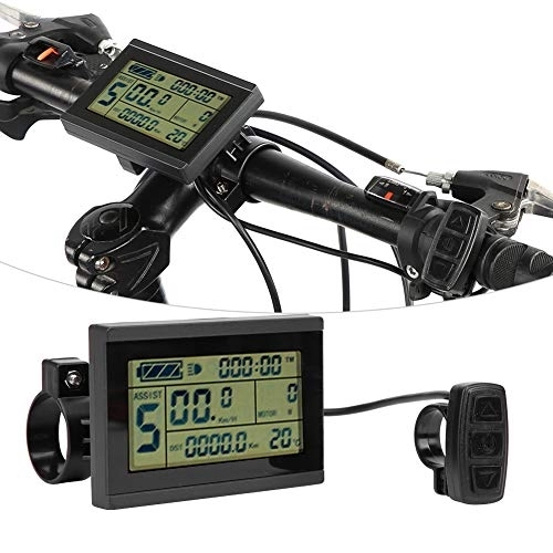 Ordenadores de ciclismo : Medidor de Pantalla de Bicicleta, Conversión de Bicicleta Medidor LCD Horizontal KT-LCD3U con Conector Compatible con 24 V-36 V-48 V