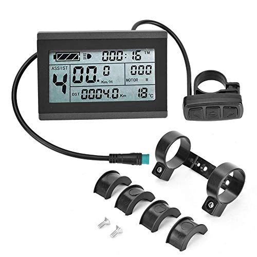 Ordenadores de ciclismo : Medidor de Pantalla de Bicicleta, Medidor de Pantalla LCD eléctrico de plástico KT-LCD3 con Conector Impermeable para modificación de Bicicleta
