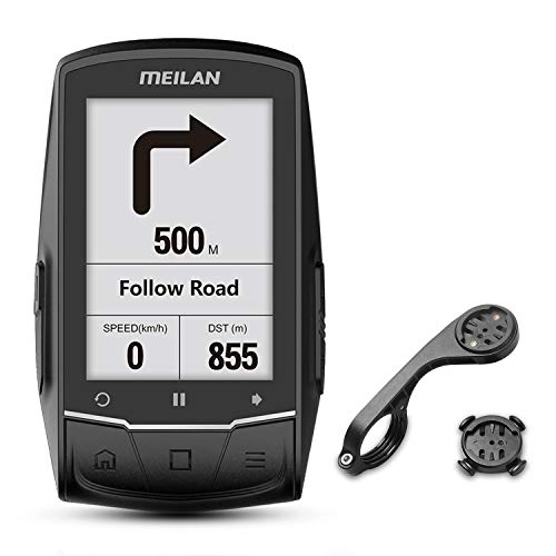 Ordenadores de ciclismo : MEILAN Finder Computadora de bicicleta de navegación GPS, Computadora inalámbrica de Bicicleta, ANT+, Bluetooth BLE4.0 Sensor conectado, Pantalla grande de 2.6 pulgadas