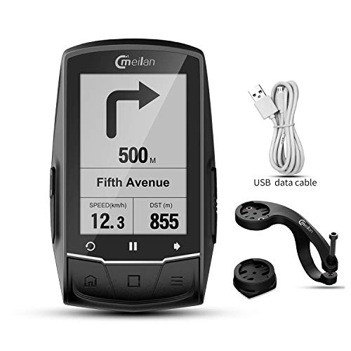 Ordenadores de ciclismo : MEILAN Finder - Ordenador GPS para bicicleta, navegación, ciclismo, compatible con Bluetooth, con sensor de cadencia / monitor HR