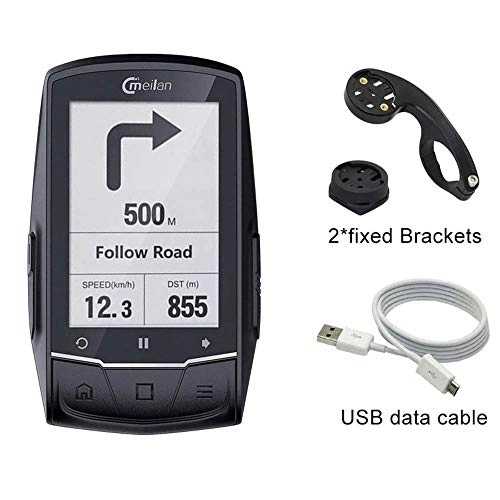 Ordenadores de ciclismo : MeiLan GPS para Bicicleta de Ciclismo y Ordenador M1 para Bicicleta, GPS de Giro, se Puede conectar con cadencia / Ritmo cardíaco / medidor de Potencia (no Incluido)