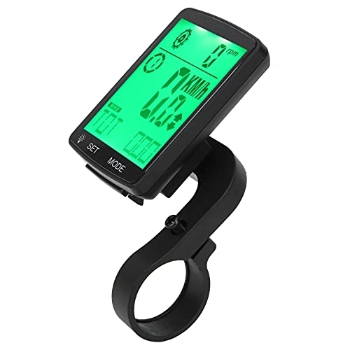 Ordenadores de ciclismo : Ordenador de bicicleta cuentakilómetros de ciclismo, pantalla LCD retroiluminada para exterior, hombre y mujer, Adolescentes, motociclistas, batería no (205-YA100 Green)