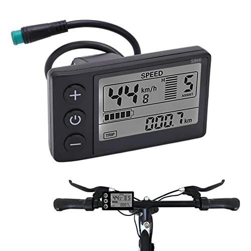 Ordenadores de ciclismo : Ordenador de Bicicleta, Velocímetro de Bicicleta S866, Medidor de Pantalla LCD, Odómetro de Ciclismo Impermeable IP65, Panel de Control de 24 V, 36 V, 48 V con Enchufe SM para Montaje en Manillar