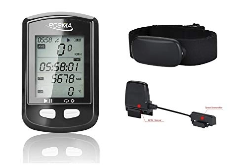 Ordenadores de ciclismo : POSMA ANT+ Bluetooth Dual Mode DB2 GPS Bicicleta Ordenador BCB30 Velocidad Sensor de Cadencia BHR30 Monitor de Frecuencia Cardíaca Kit Valor - Conectar Smartphone iPhone