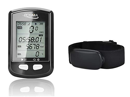 Ordenadores de ciclismo : POSMA ANT+ Bluetooth Dual Mode DB2 GPS Bicicleta Ordenador BHR30 Monitor de ritmo cardíaco Kit de valor – Velocímetro odómetro Enlace con Smartphone iPhone
