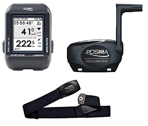Ordenadores de ciclismo : Posma D2 Computadora Inalmbrica de Bicicleta con Velocmetro Cuentakilmetros Antena + Envoltorio con Monitor de Frecuencia Cardiaca Bhr20 y Sensor de Velocidad / Cadencia Bcb20