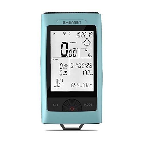 Ordenadores de ciclismo : ShanRen descubrimiento Bluetooth Smart GPS ordenador de bicicleta con Smart luz de aviso y faro, velocidad / cadencia / corazón tasa funciones permitido, color azul