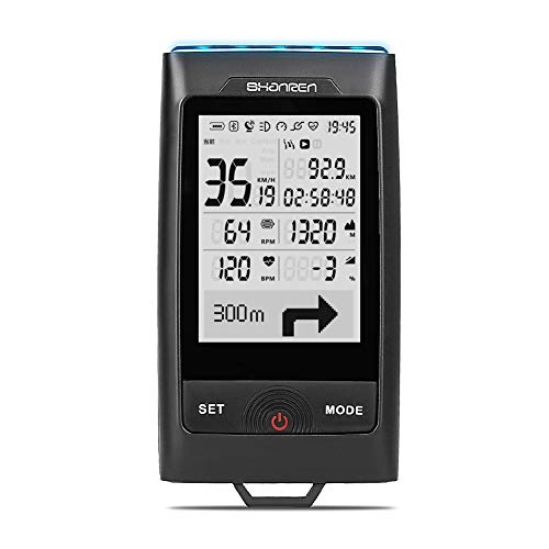 Ordenadores de ciclismo : SHANREN Di-Pro GPS Ordenador de Bicicleta, 96 Horas Bluetooth Ant+ Ordenador de Ciclismo con Faro, Di-Pro Negro