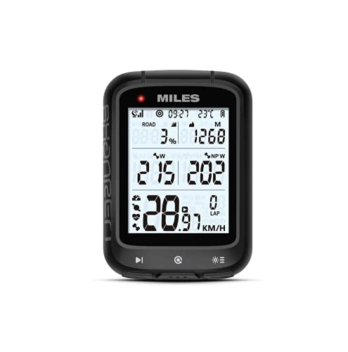 Ordenadores de ciclismo : SHANREN Miles GPS Ciclocomputer - Computer Bici BLE e Ant + Wireless con Stima Potencia, Retroiluminación Automática, Impermeabilidad IPX7, Sincronizado con Faro Bici - Tacómetro GPS mejorado