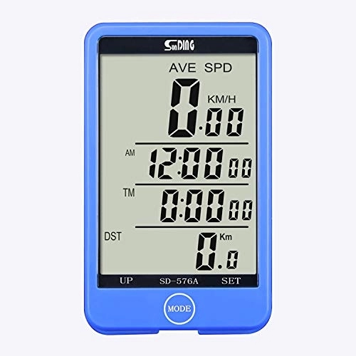 Ordenadores de ciclismo : Sunding576A Medidor de velocidad con cable para bicicleta y bicicleta de montaña, podómetro, cronómetro, contador de velocidad, contador de kilómetros y muchas otras funciones, multilingües (azul)