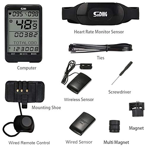 Ordenadores de ciclismo : Surobayuusaku Sunding SD 577C Bike Speedometer Wireless Heart Rate Cadence Monitor Stopwatch Bicycle Computer Cycling Odometer Accessories