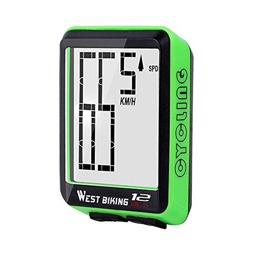 Ordenadores de ciclismo : Velocímetro inalámbrico para bicicleta con retroiluminación LCD, resistente al agua, medición de tiempo, para Turbo Trainer bicicleta (talla única), color: verde