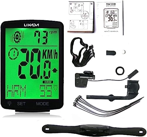 Ordenadores de ciclismo : WDX- Ordenador de bicicleta inalámbrico tres en uno Pantalla LCD multifuncional Computadora de bicicleta Sensor de frecuencia cardíaca Medidor de velocidad de bicicleta Medición de velocidad (Color: