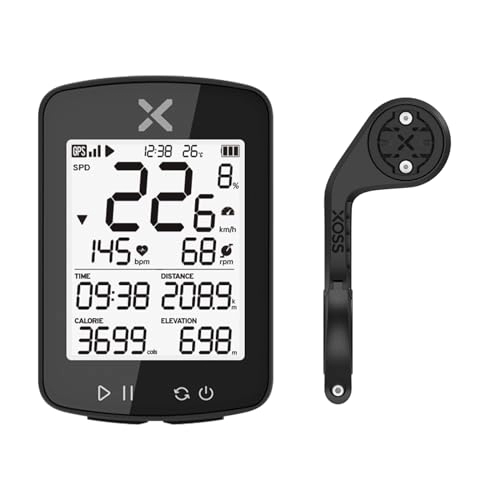 Ordenadores de ciclismo : XOSS G+ Gen2 Contador de bicicleta GPS, Medidor de bicicleta inalámbrico con impermeable IPX7, Synchronize Strava, Pantalla de matriz HD Bluetooth 5.0 para bicicleta