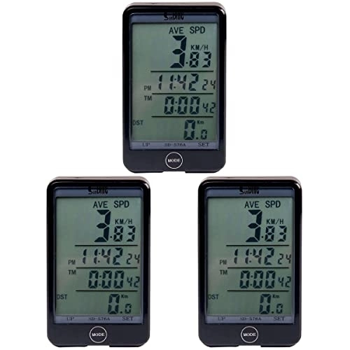 Ordinateurs de vélo : ABOOFAN Lot de 3 chronomètres, compteur de vitesse et compteur kilométrique LCD étanche Noir