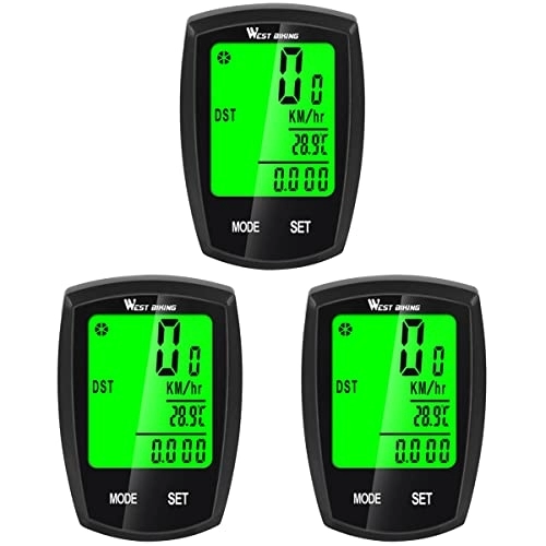 Ordinateurs de vélo : ABOOFAN Lot de 3 chronomètres, compteur de vitesse et compteur kilométrique à LED numérique Noir