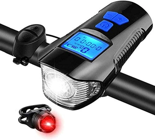 Ordinateurs de vélo : AMBM Ensemble de feux arrière de vélo avec compteur de vitesse, compteur kilométrique, compteur kilométrique, éclairage de vélo rechargeable par USB et éclairage avant