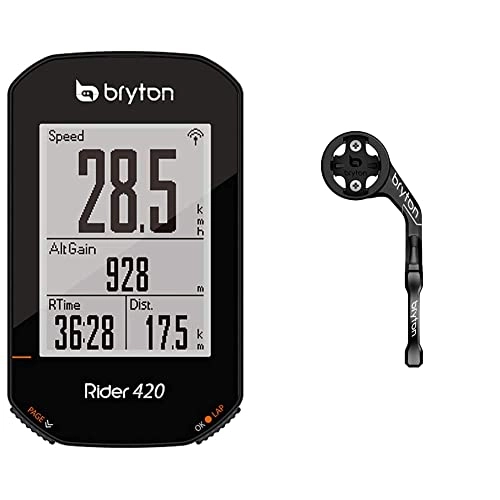 Ordinateurs de vélo : Bryton 420E Rider, Noir, 83, 9 x 49, 9 x 16, 9 Adulte Unisexe, 83.9x49.9x16.9 & Autro Support Avant Sport Mount en Aluminium Rider pour Guidon