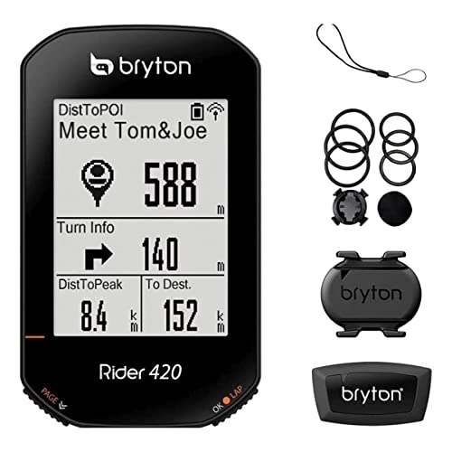Ordinateurs de vélo : Bryton Rider 420T Ordinateur de vélo GPS avec capteurs Cadence + HRM Autonomie de la batterie 35 heures