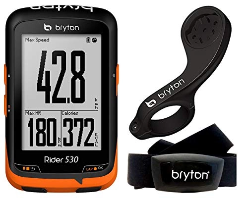 Ordinateurs de vélo : Bryton Rider 530H, Ordinateur GPS avec capteur fréquence Cardiaque Unisexe – Adulte, Noir, M