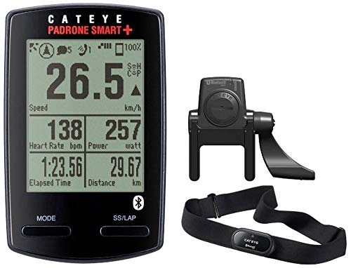 Ordinateurs de vélo : Cateye Padrone Smart+ CC-SC100B Compteur de vélo Noir Grand modèle