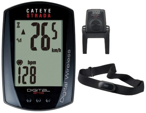 Ordinateurs de vélo : Cateye Strada DIGI-W CC-RD420DW / FA003524047 Compteur de vélo Avec rythme cardiaque Noir