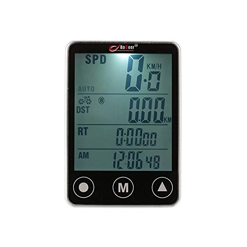 Ordinateurs de vélo : Compteur de cyclisme Compteur de vélo LCD Bouton tactile sans fil Odomètre de vélo pour les amateurs de vélo (Size : One Size ; Couleur : Argent)