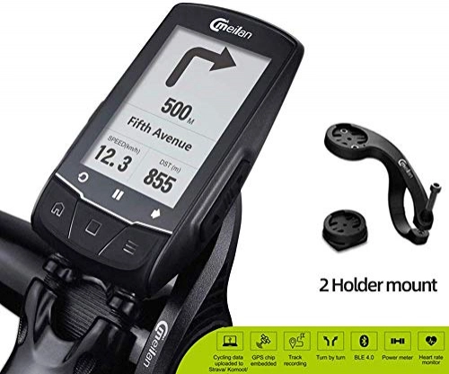 Ordinateurs de vélo : Compteur de vitesse de compteur kilomtrique de navigation en temps rel de l'ordinateur de vlo GPS sans fil, cran LCD rtro-clair Bluetooth Bluetooth ANT + Code de code de vlo 58 Fonction