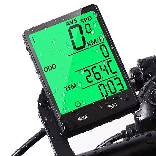 Ordinateurs de vélo : Compteur de vitesse et compteur kilométrique filaire IPX6 étanche avec écran LCD rétroéclairé et affichage automatique de la distance de veille / réveil / suivi de la vitesse AVS