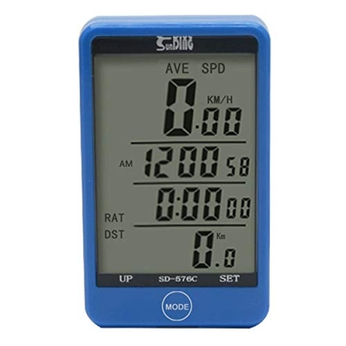 Ordinateurs de vélo : Compteur de vitesse sans fil étanche avec écran LCD rétroéclairé Bleu