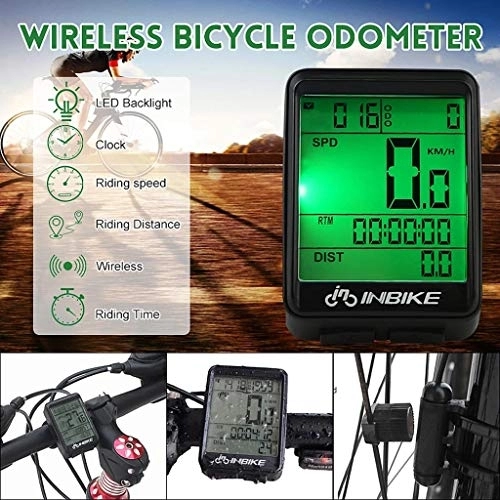 Ordinateurs de vélo : Compteur de vélo sans fil, compteur kilométrique, compteur de vitesse, compteur kilométrique étanche LCD Noir