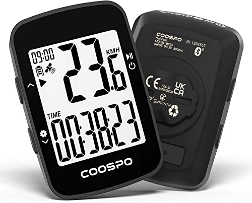 Ordinateurs de vélo : COOSPO BC26 Compteur Velo sans Fil GPS, Bluetooth 5.0 Ordinateur Vélo GPS Kilométrique Odomètre, Écran LCD rétroéclairé de 2, 3 Pouces Compatible avec Strava, Route et VTT