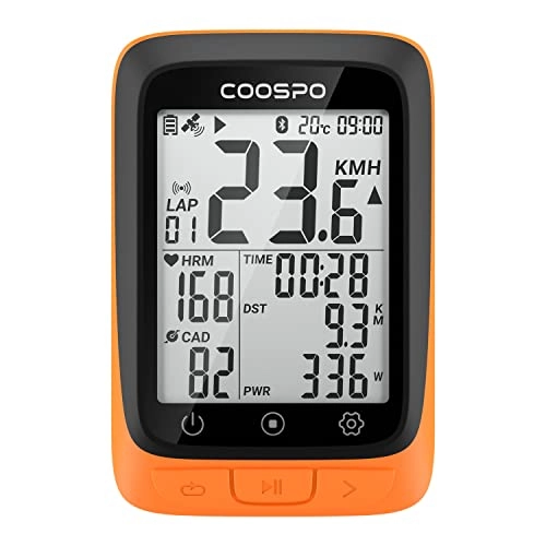 Ordinateurs de vélo : COOSPO Compteur de Vélo GPS Vélo Cyclisme Ordinateur de Vélo sans Fil Ant+ / Bluetooth Odomètre Vélo avec Rétroéclairage Automatique, écran LCD 2, 3 Pouces