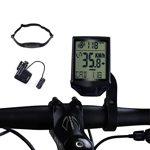 Ordinateurs de vélo : Frondent Compteur de vitesse pour vélo, compteur kilométrique avec Cadence, vitesse et fréquence cardiaque Capteur 3 en 1 pour tous les VTT et vélos de route (noir + blanc)