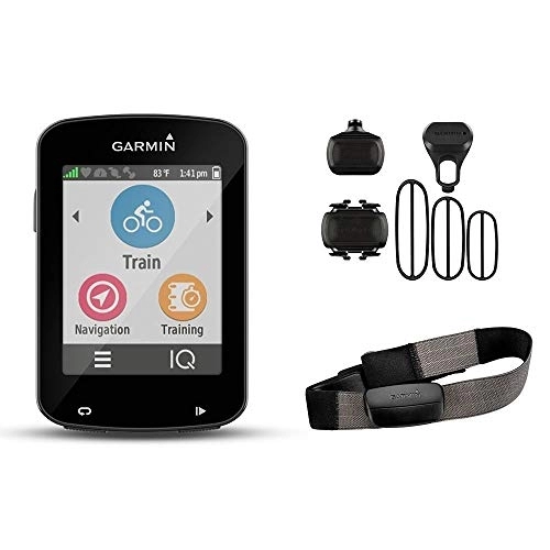 Ordinateurs de vélo : Garmin Edge 820 - Pack Avec Ceinture Cardio + Capteur de Cadence et Vitesse + Compteur GPS de vélo - Ecran couleur tactile 2, 3'' - Fonction GroupTrack - Noir